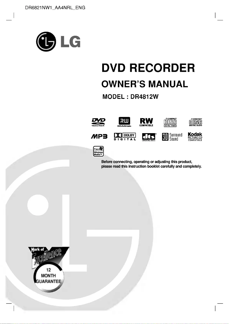 Page n°1 - Manuel utilisateur LG DR4812W