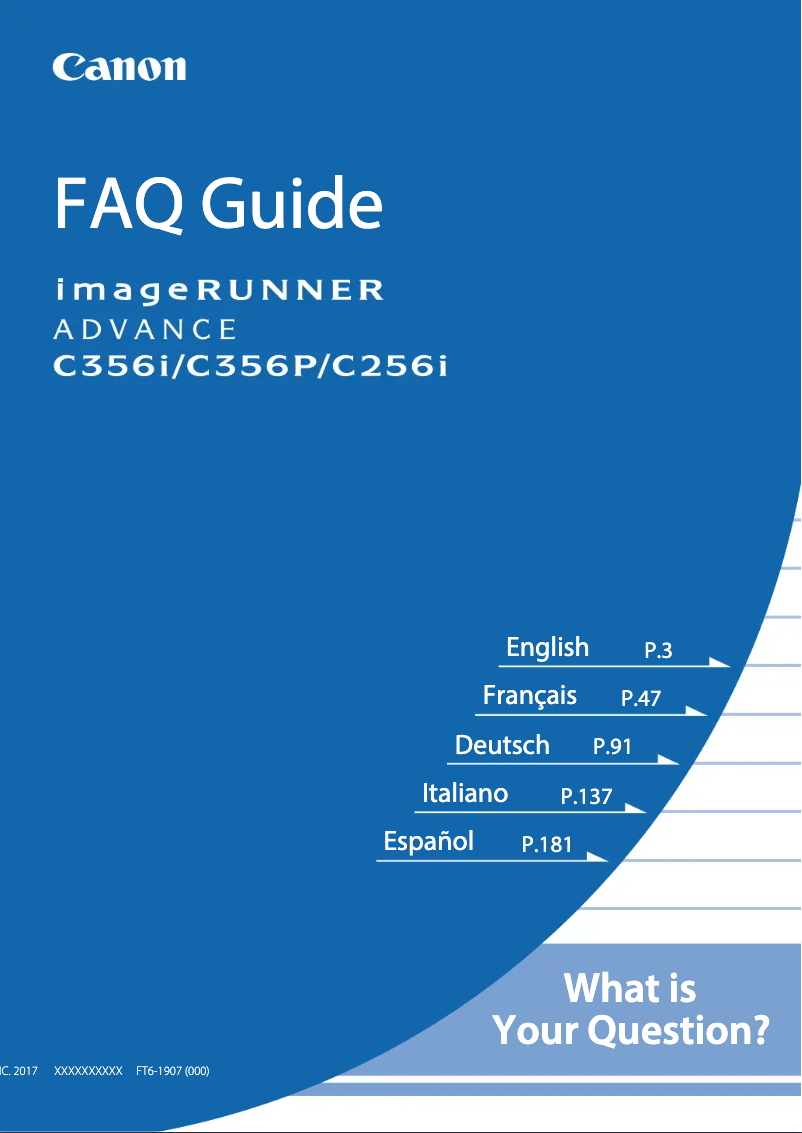 Page 1 de la notice FAQ Canon imageRUNNER ADVANCE C356i II