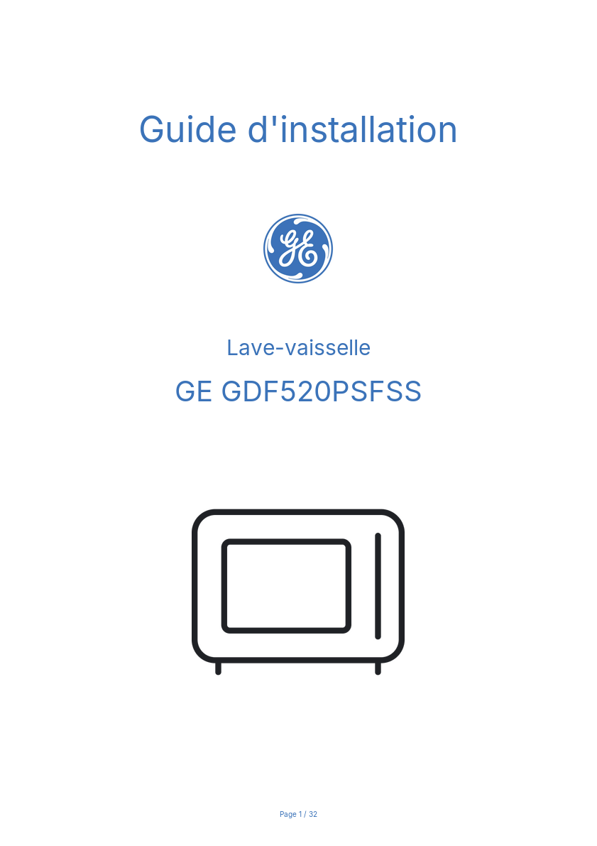 Image de la première page du manuel de l'appareil GDF520PSFSS