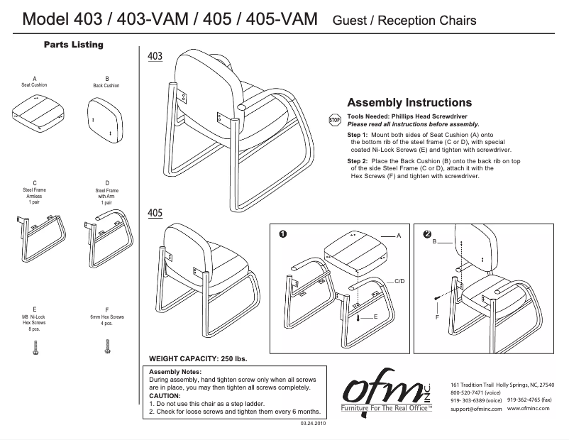 Image de la première page du manuel de l'appareil Model 403-VAM