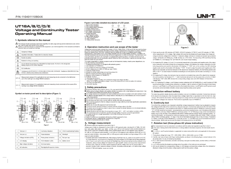 Page n°1 - Manuel utilisateur Uni-T UT18D