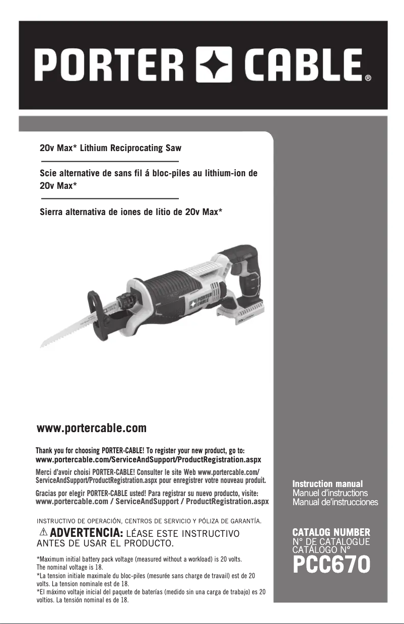 Image de la première page du manuel de l'appareil PCC670B