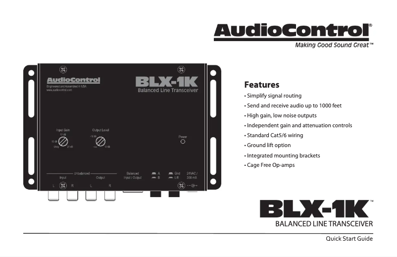 Page 1 de la notice Guide de démarrage rapide AudioControl BLX-1K