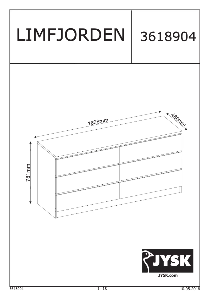 Page 1 de la notice Manuel utilisateur JYSK Limfjorden (161x78x48)