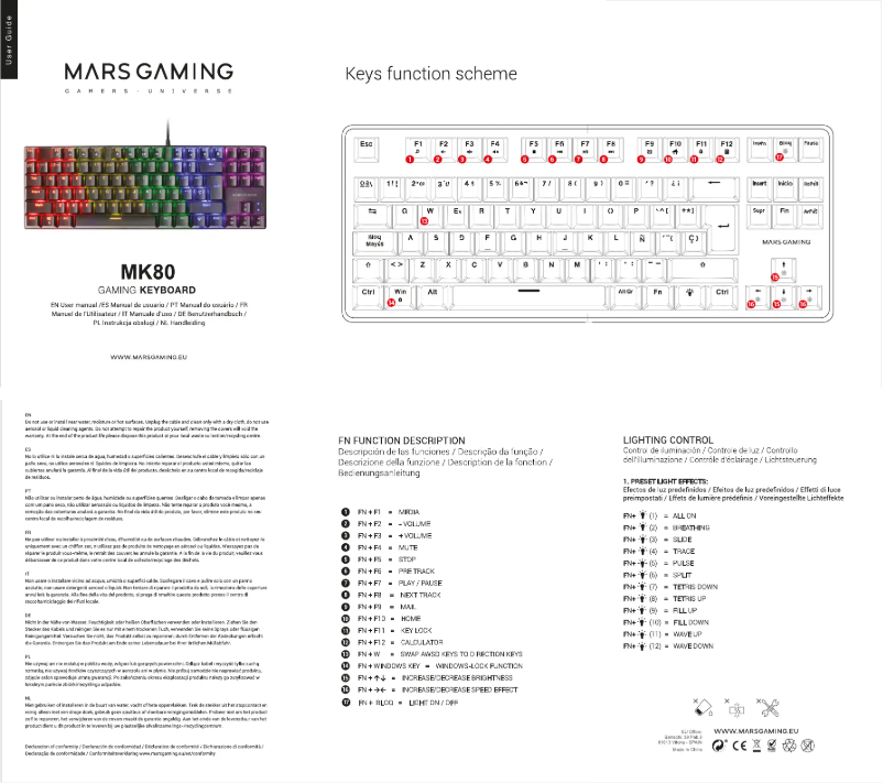 Page 1 de la notice Manuel utilisateur Mars Gaming MK80