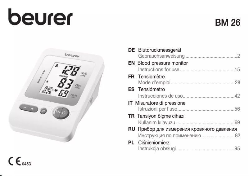 Page 1 de la notice Manuel utilisateur Beurer BM 26