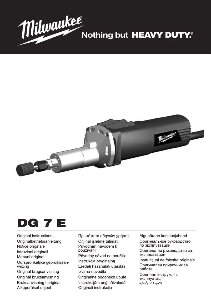 Page n°1 - Manuel utilisateur Milwaukee DG 7 E