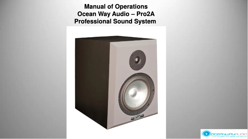 Page 1 de la notice Manuel utilisateur Ocean Way Audio Pro2A