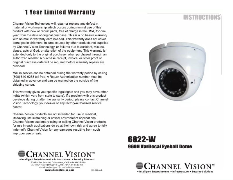 Image de la première page du manuel de l'appareil 6822-W