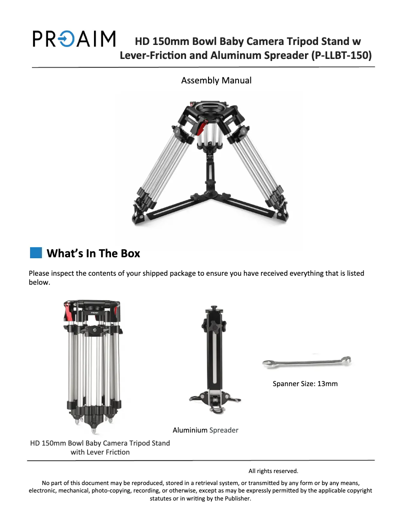 Page 1 de la notice Manuel utilisateur Proaim P-LLBT-150