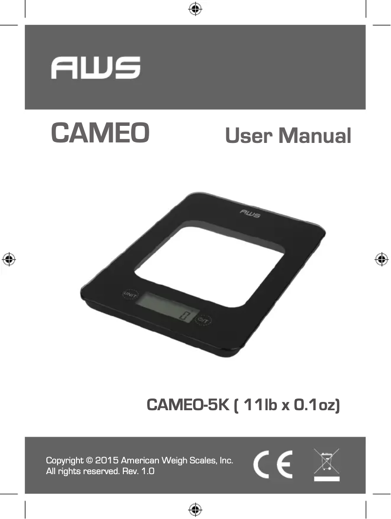 Page 1 de la notice Manuel utilisateur American Weigh Scales CAMEO-5K