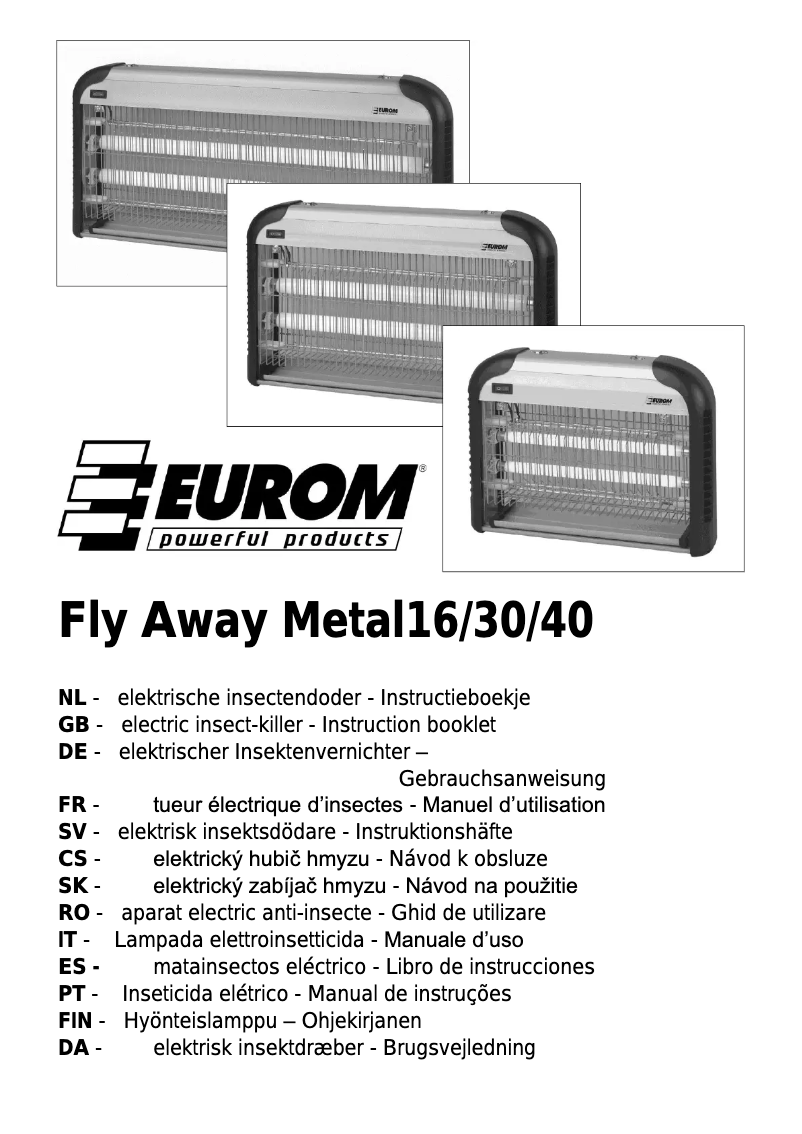 Page 1 de la notice Manuel utilisateur Eurom Fly Away Metal 30
