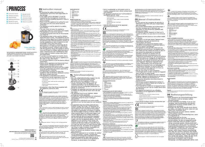 Page 1 de la notice Manuel utilisateur Princess 201975