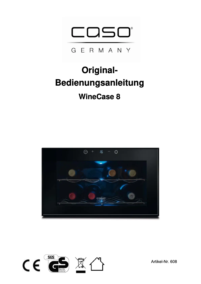 Image de la première page du manuel de l'appareil WineCase 8