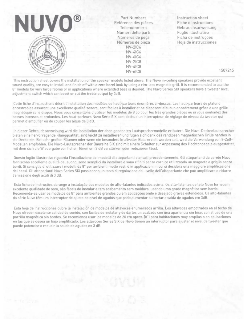 Página 1 del manual Manual de usuario NUVO Series Four NV-4IC8