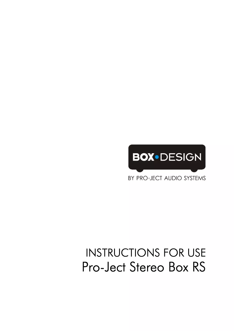 Page 1 de la notice Manuel utilisateur Pro-Ject Stereo Box RS