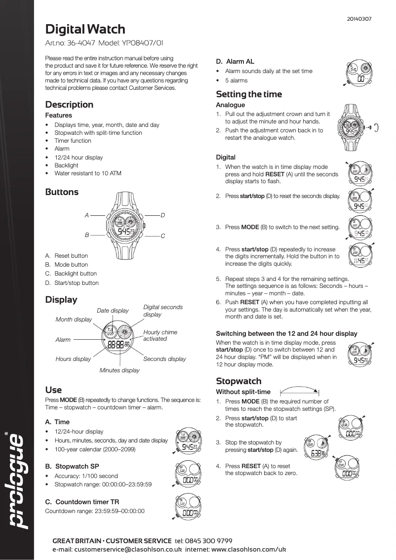 Image de la première page du manuel de l'appareil YP08407/01
