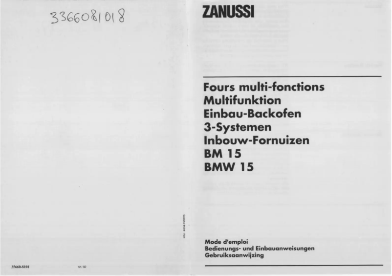 Page n°1 - Manuel utilisateur Zanussi BMW 15