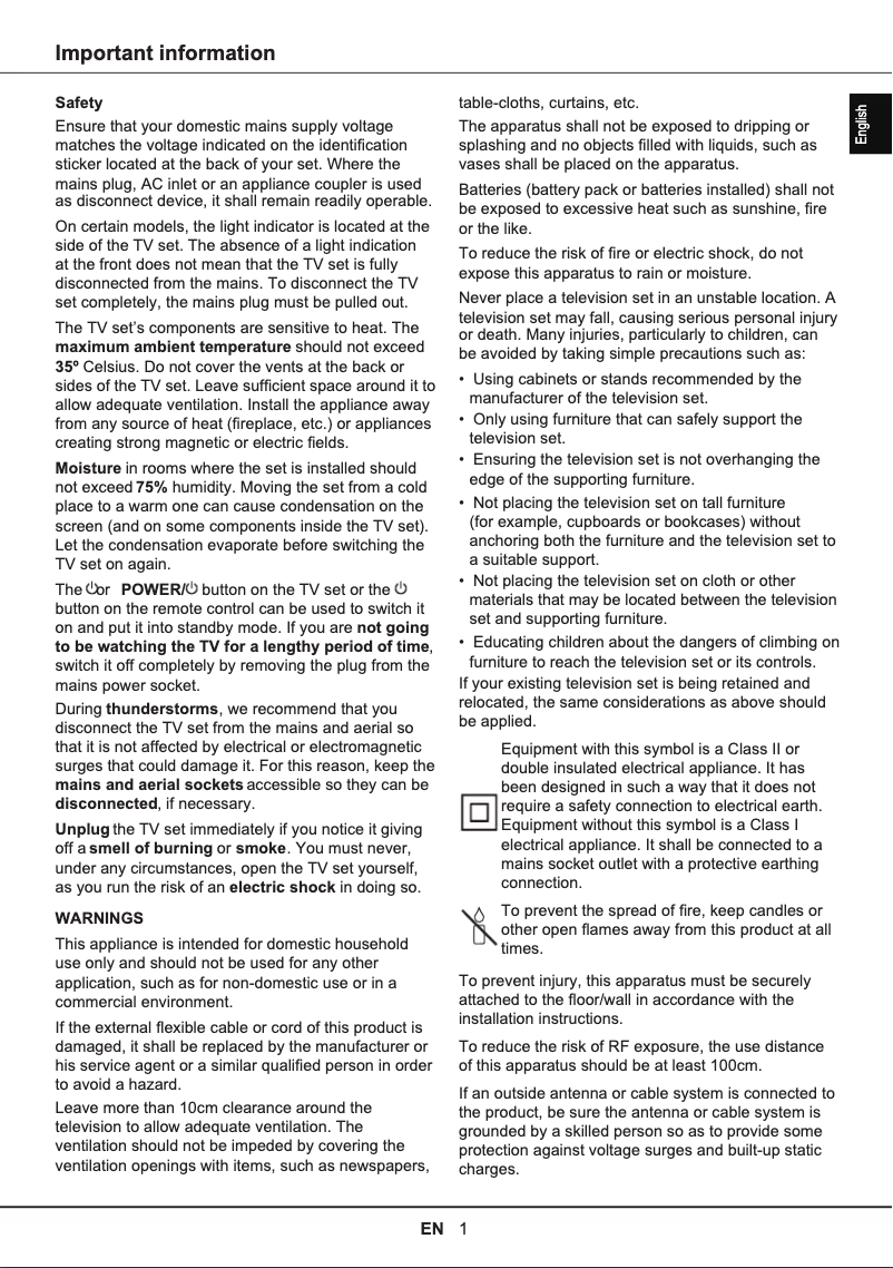 Page 1 de la notice Mode d'emploi TCL 65EC780