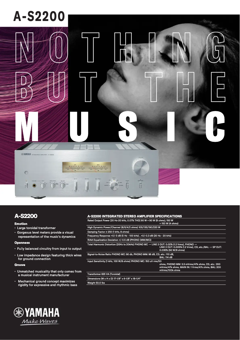 Page 1 de la notice Fiche technique Yamaha A-S2200