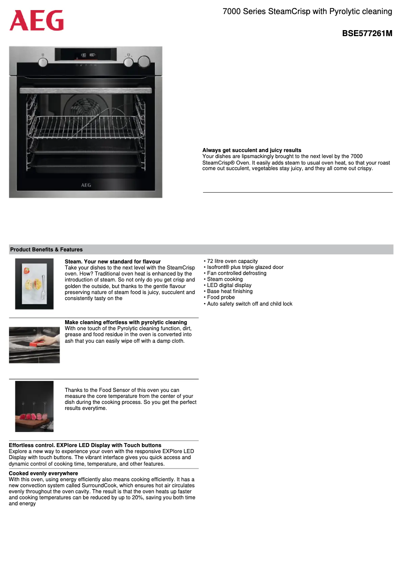 Página 1 del manual Ficha técnica AEG BSE577261M