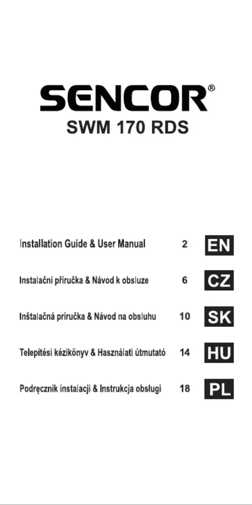 Página 1 del manual Manual de usuario Sencor SWM 170 RDS