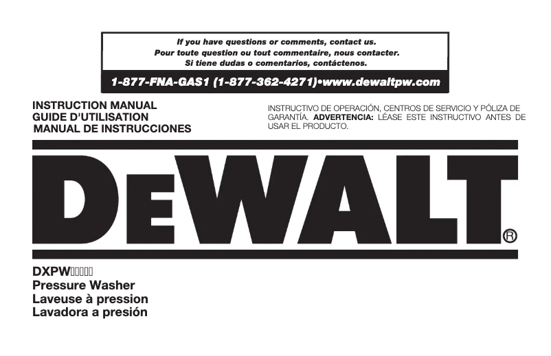 Page 1 de la notice Manuel utilisateur DeWalt DXPW60603