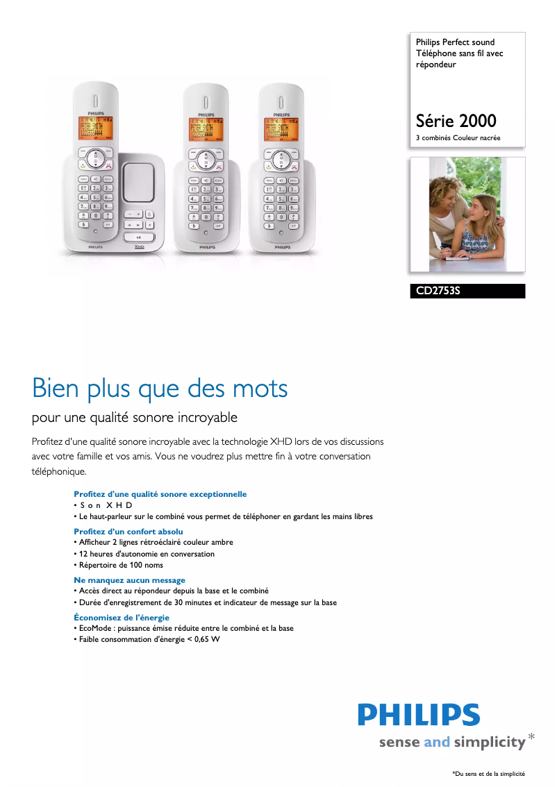 Página 1 del manual Ficha técnica Philips Perfect sound CD2753S