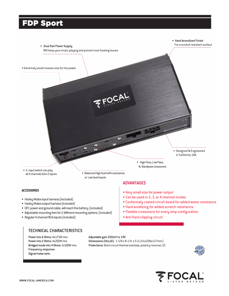 Page 1 de la notice Fiche technique Focal FDP Sport