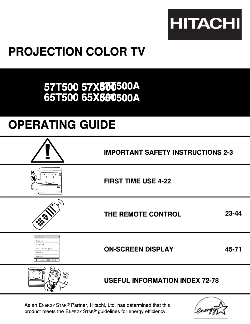 Page 1 de la notice Manuel utilisateur Hitachi 57T500A