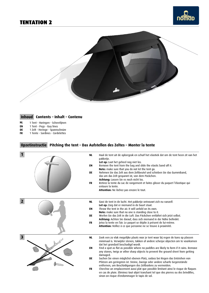Image de la première page du manuel de l'appareil Tentation 2
