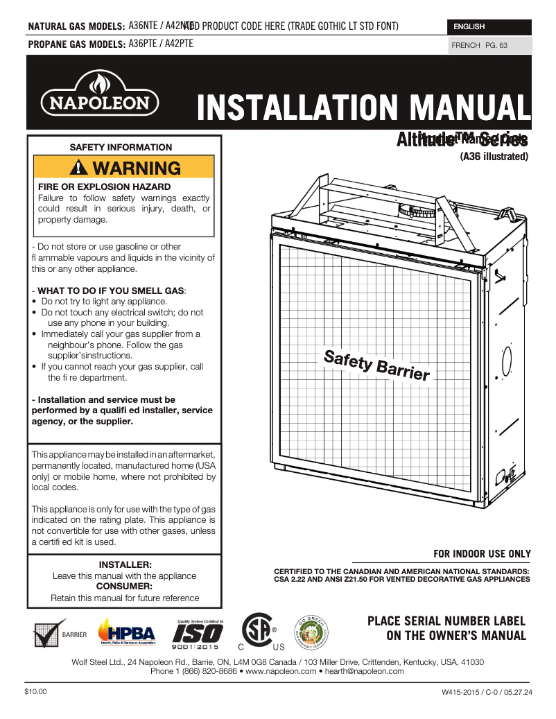 Image de la première page du manuel de l'appareil Altitude 42