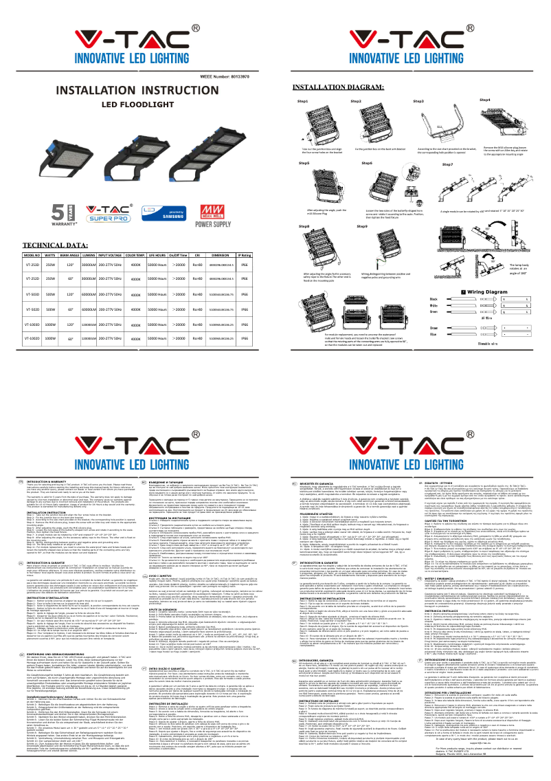Page n°1 - Manuel utilisateur V-TAC VT-1003D