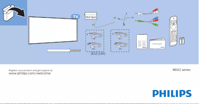 Page 1 de la notice Guide de démarrage rapide Philips 55PUS8602