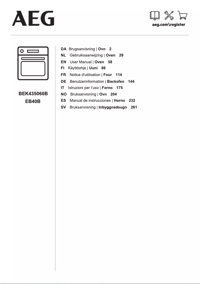Page 1 de la notice Manuel utilisateur AEG EB40B