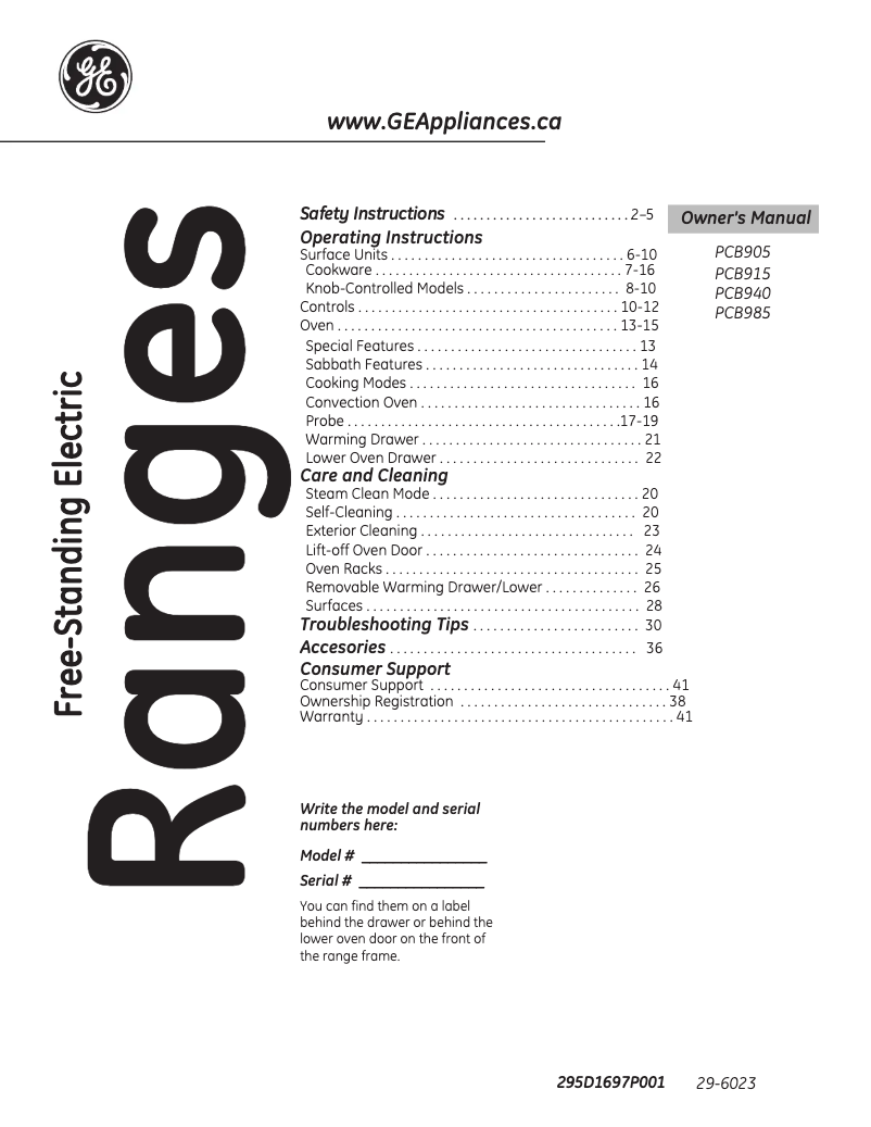 Page n°1 - Manuel utilisateur GE PCB985EKES