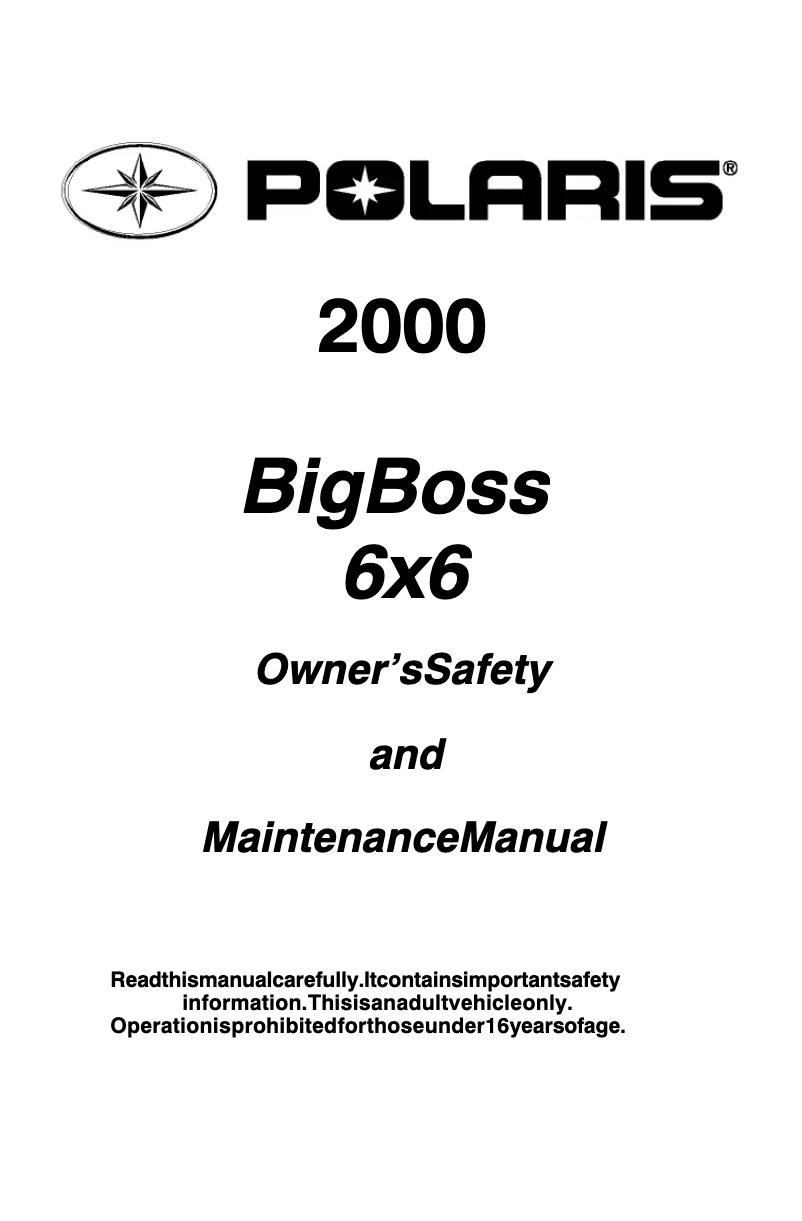 Page 1 de la notice Manuel utilisateur Polaris BigBoss 6x6 (2000)