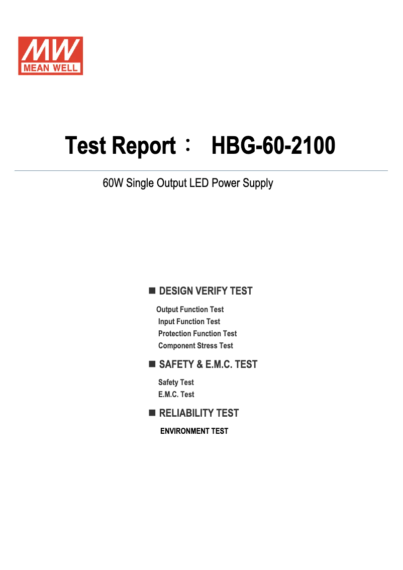 Page 1 de la notice Fiche technique Mean Well HBG-60-2100
