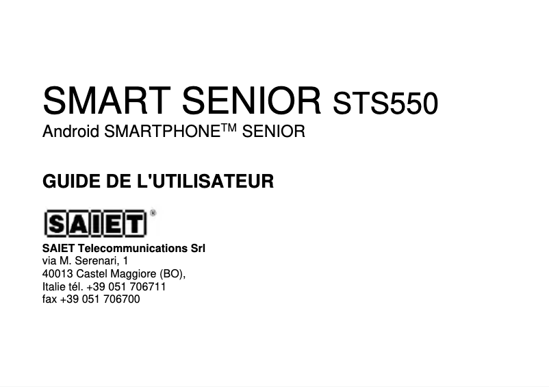 Page n°1 - Manuel utilisateur Saiet Smart Senior STS550
