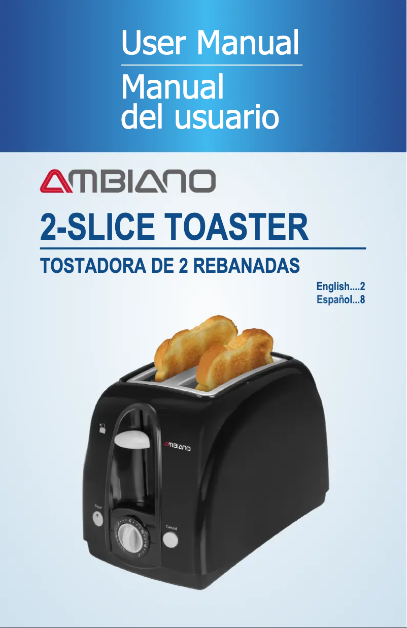 Page 1 de la notice Manuel utilisateur Ambiano 2 Slice Toaster H333