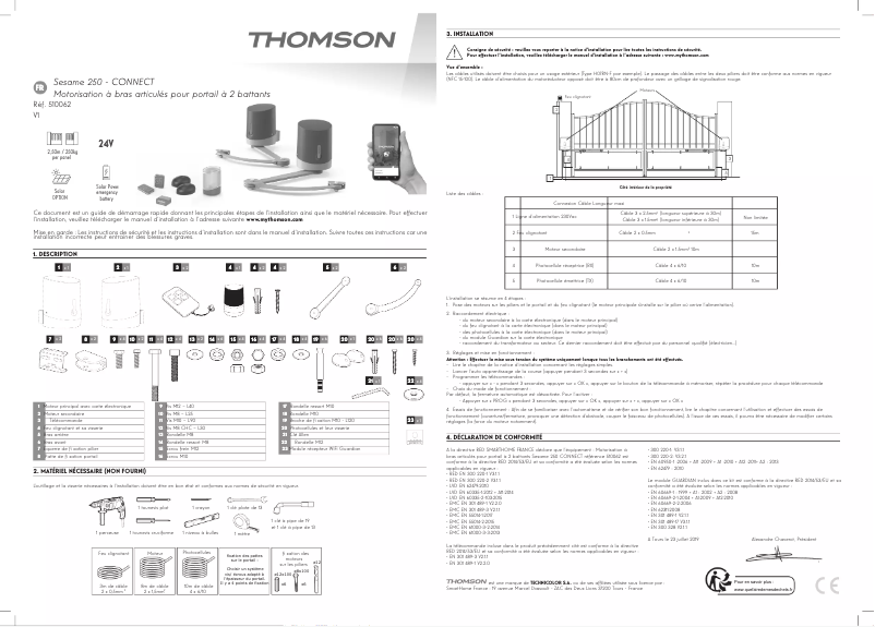 Page 1 de la notice Guide d'installation Thomson 510062