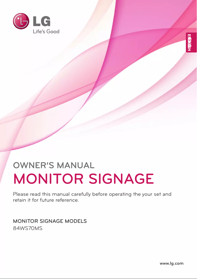 Page 1 de la notice Manuel utilisateur LG 84WS70MS