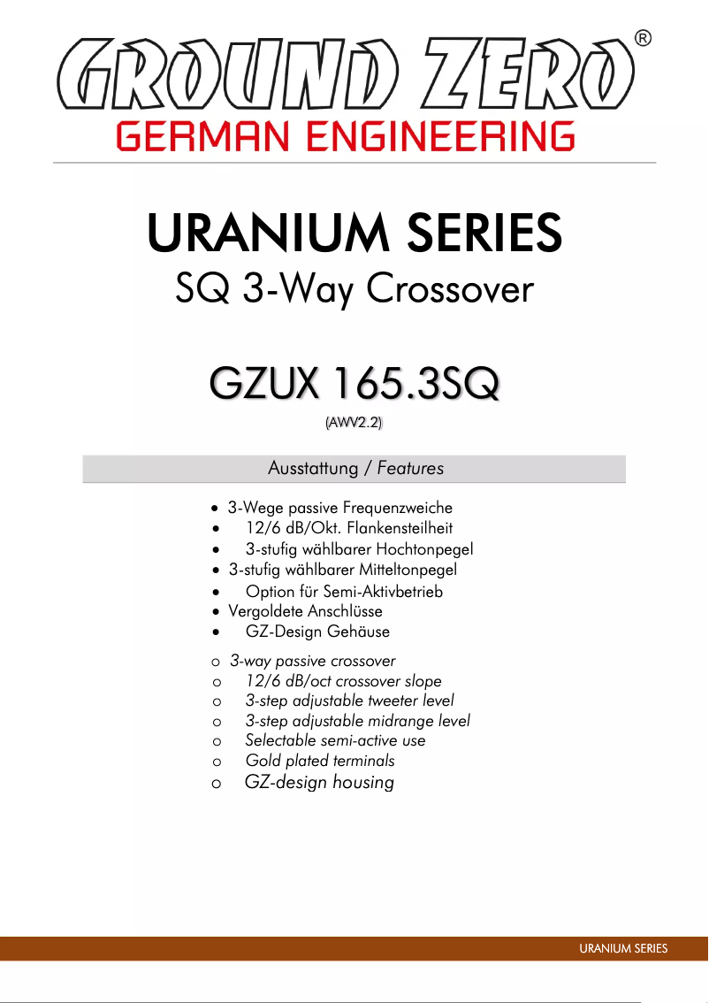 Imagen de la primera página del manual del dispositivo GZUX 165.3SQ