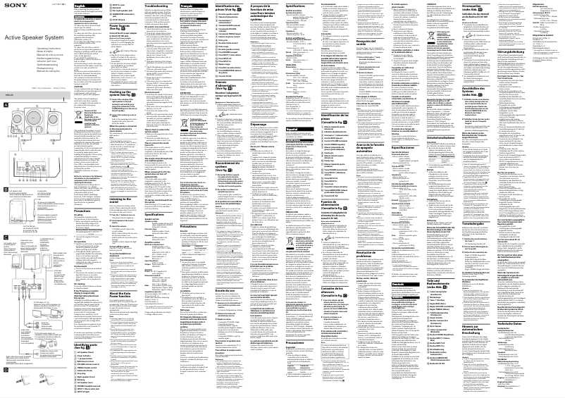 Page 1 de la notice Manuel utilisateur Sony SRS-D8