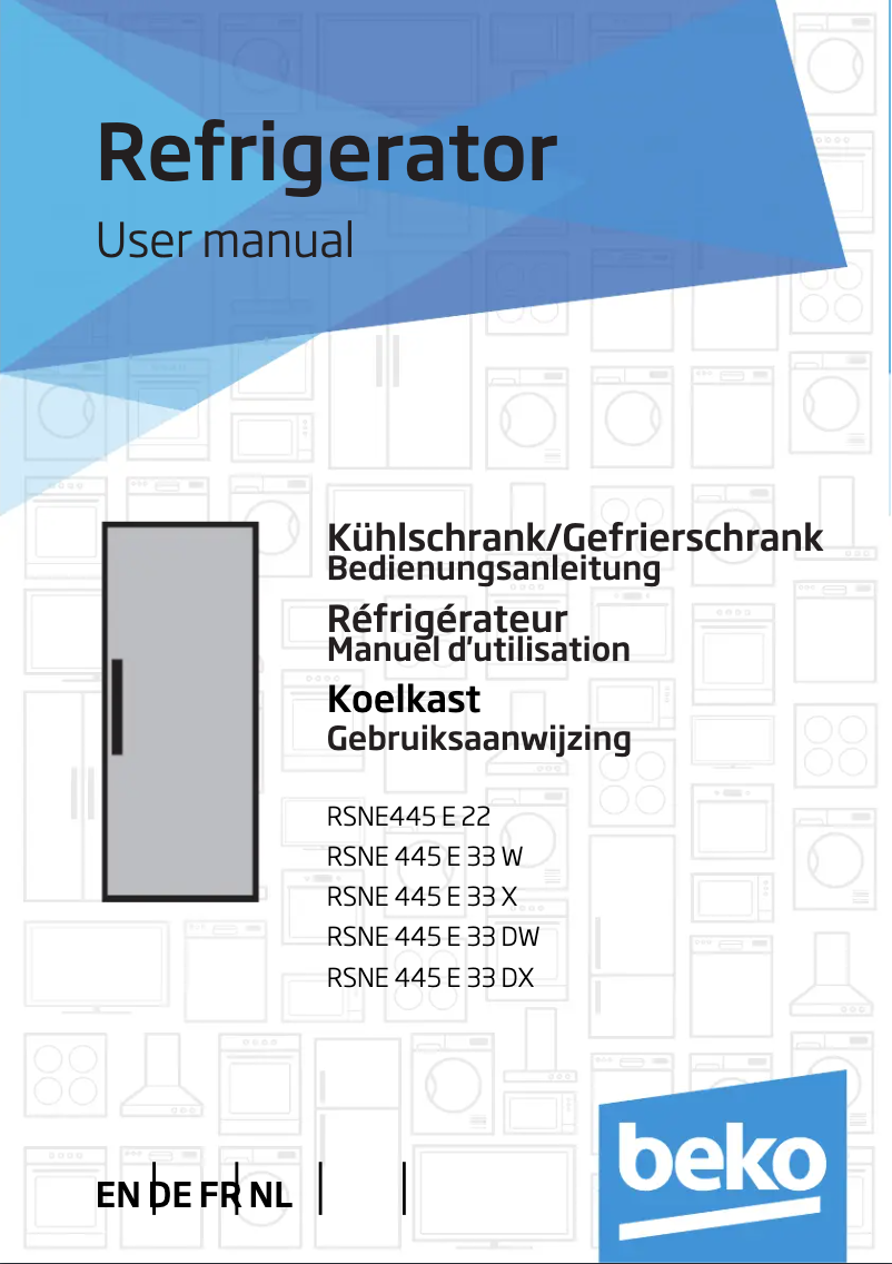 Page 1 de la notice Manuel utilisateur Beko RSNE 445 E33 DW