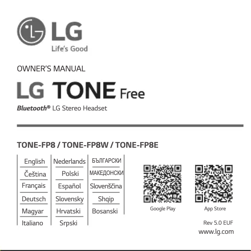Page n°1 - Manuel utilisateur LG Tone Free FP8