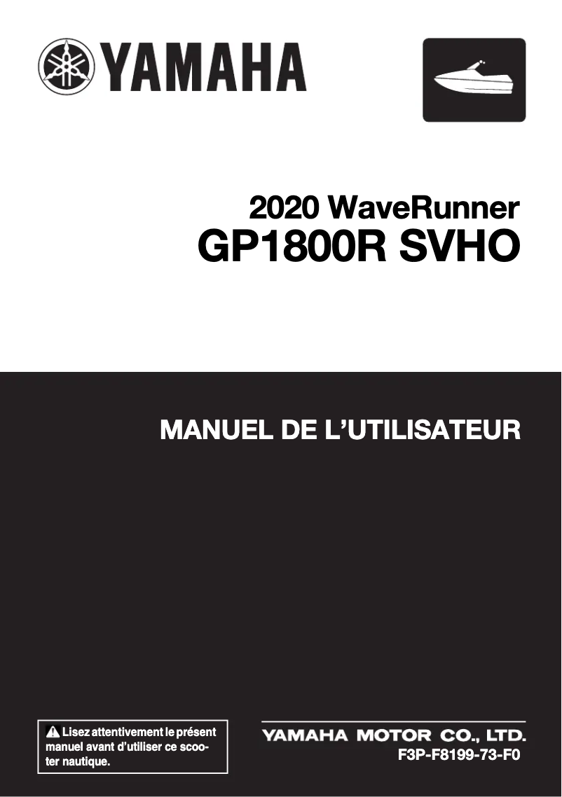 Image de la première page du manuel de l'appareil WaveRunner GP1800R SVHO (2020)