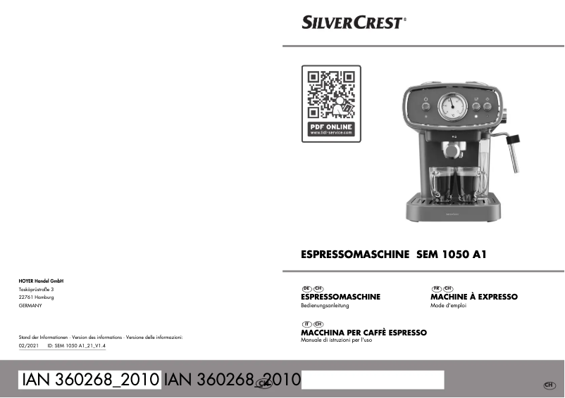 Page 1 de la notice Manuel utilisateur SilverCrest SEM 1050 A1