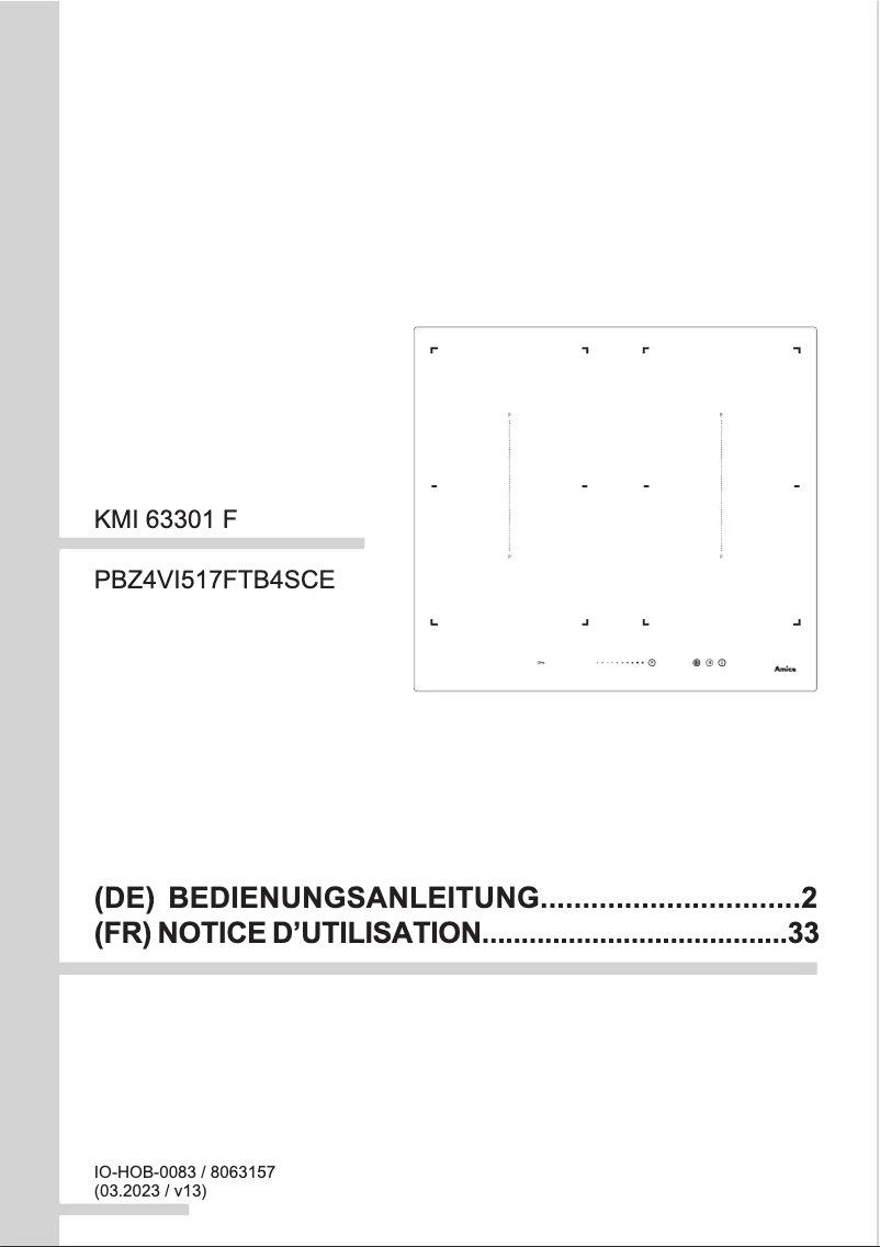Page 1 de la notice Manuel utilisateur Amica KMI 63301 F