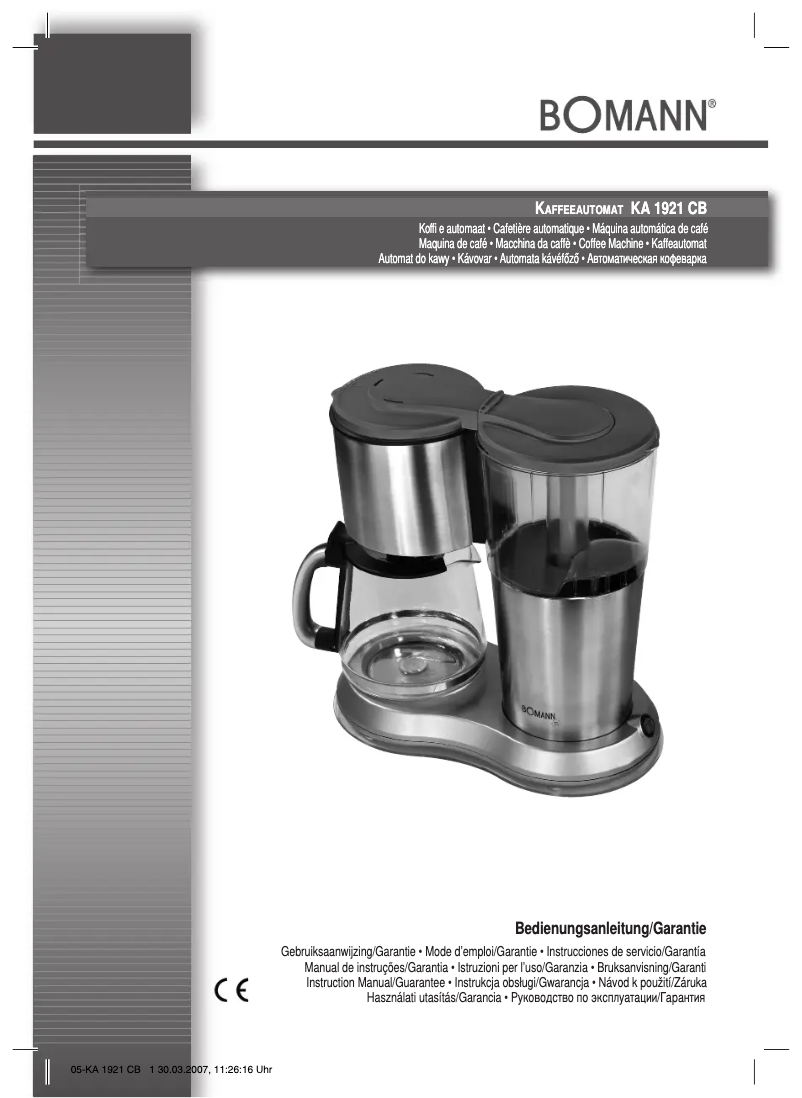 Page 1 de la notice Manuel utilisateur Bomann KA 1921 CB